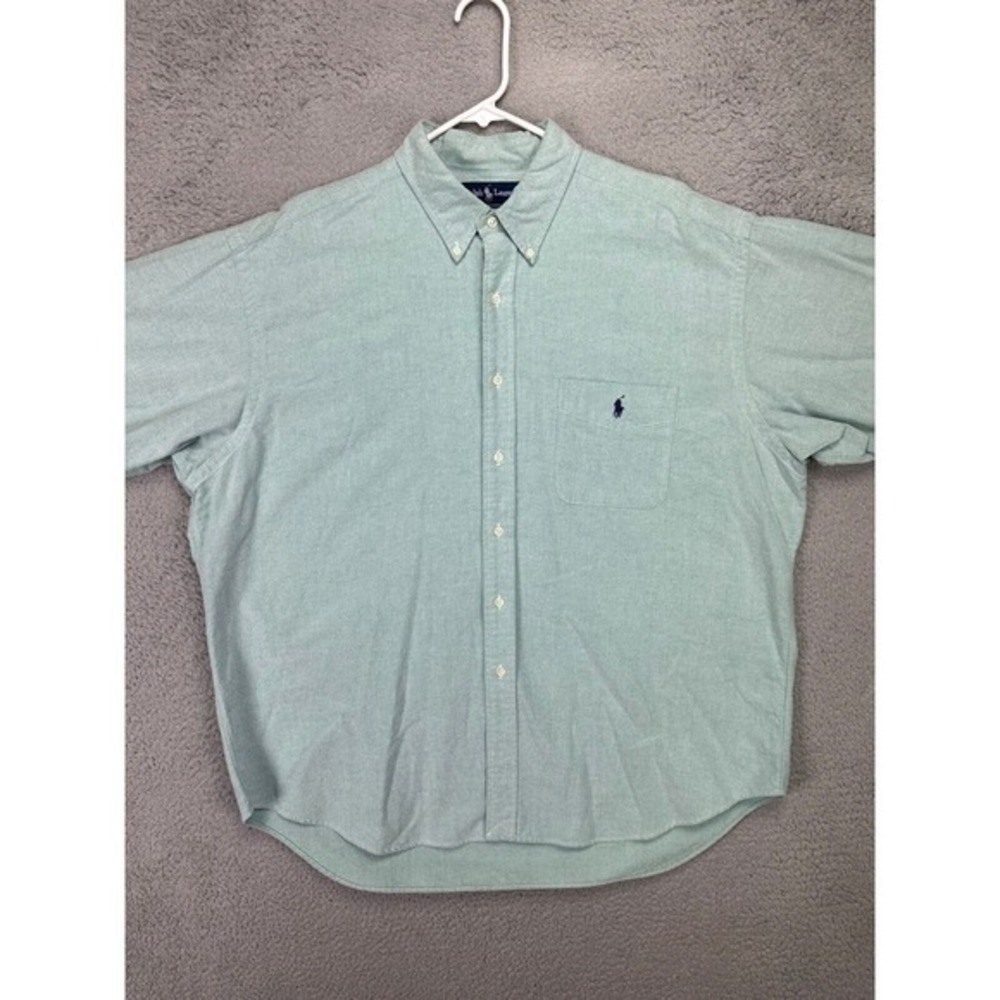 Ralph Lauren Shirt Adult XL Big Green Pony Thick Flannel Button Down Cotton Mens